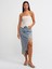 80541 Önü Büyük Lazerli Uzun Denim Etek-Tint 1