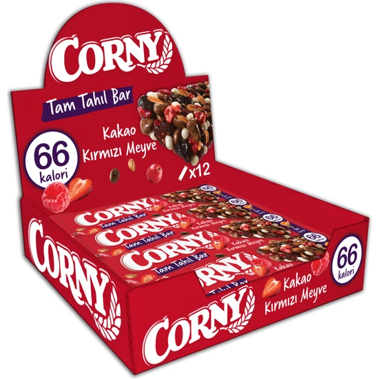 Corny Tahıl Bar Kakao ve Kırmızı Meyve 12 x 17 gr