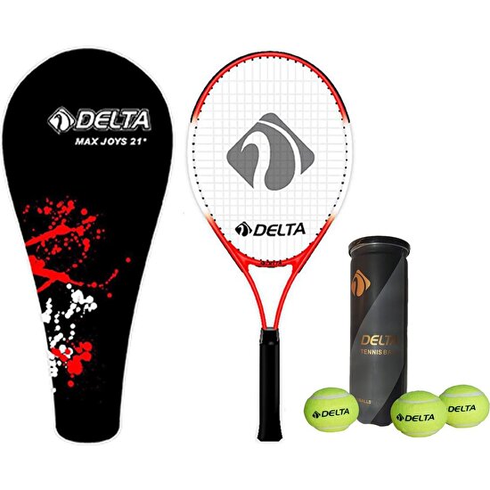 Delta Max Joys 21 İnç Çocuk Tenis Raketi + Çantası + Vakumlu Tüpte 3 Adet Tenis Maç Topu Seti
