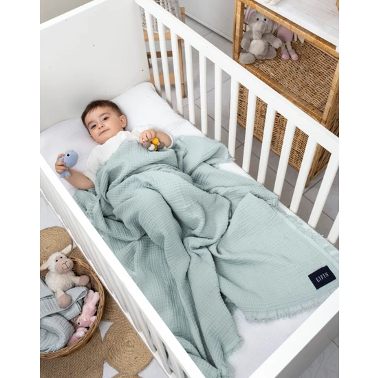 Eıfın 4 Katlı Müslin Çok Amaçlı Bebek&Çocuk Müslin Örtü Battaniye %100 Pamuk 110 x 110 cm