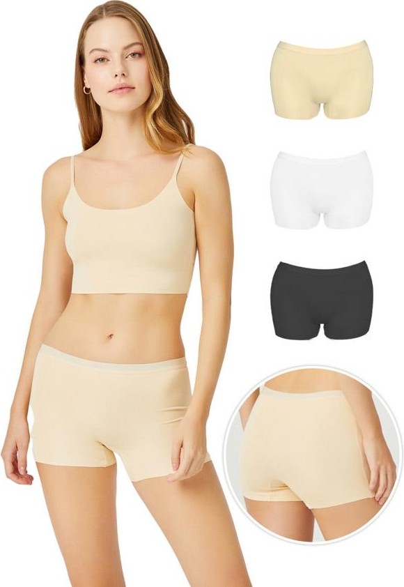 Cottonhill Basic Lazer Kesim Dikişsiz Kadın Boxer Külot 3'lü Paket - 2
