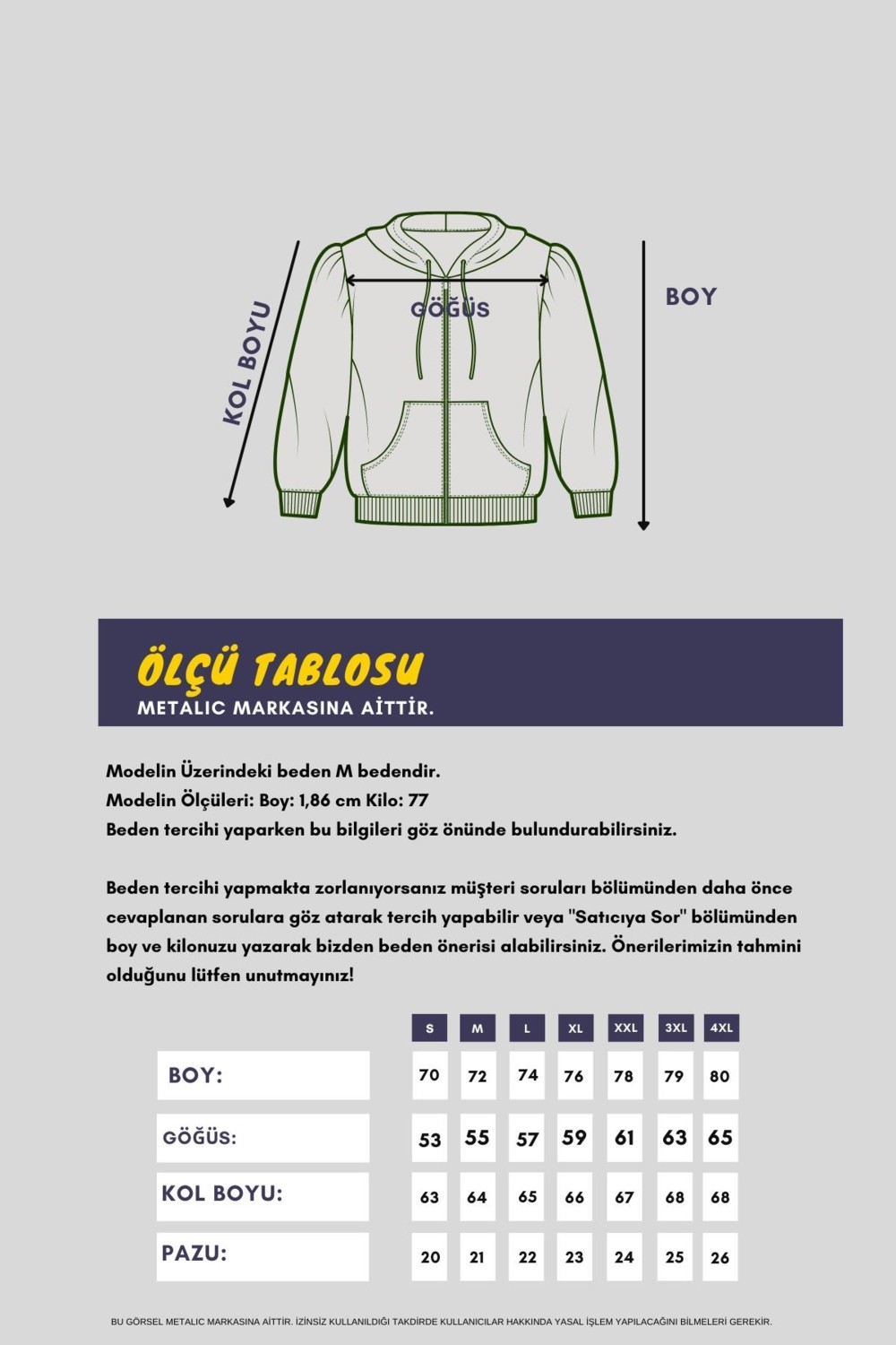 Mmetalic Metalıc Siyah Kanguru Cepli Kapüşonlu Fermuarlı Içi Pamuklu Erkek Sweatshirt görsel 5