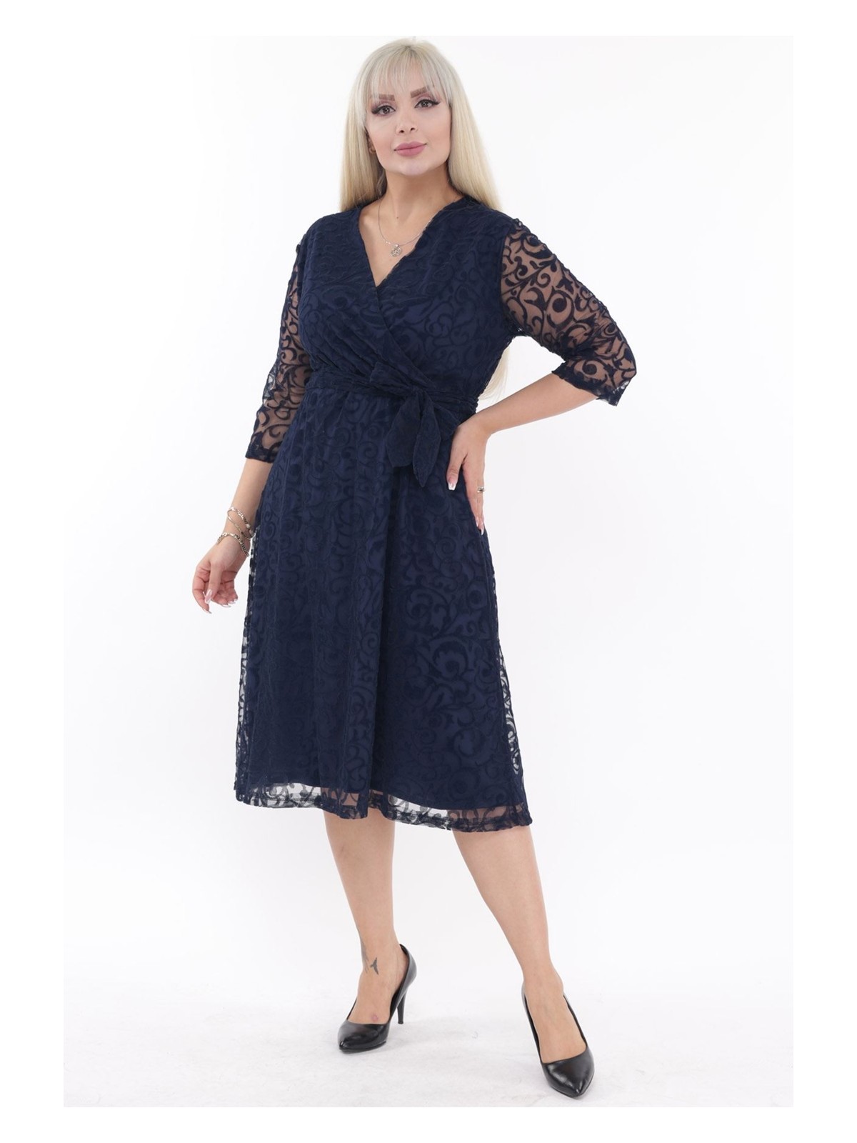 Modayız Kruvaze Yaka Büyük Beden Abiye Elbise 12E-2167 - Görsel 5