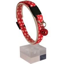 Pet Tag Art Güvenlik Kilitli Ayarlanabilir Kırmızı Beyaz Patili  Yumuşak Doku Kedi Boyun Tasması 22-30 cm