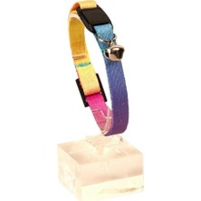 Pet Tag Art Güvenlik Kilitli Ayarlanabilir Gökkuşağı Renkli Yumuşak Doku Kedi Boyun Tasması 22-30 cm