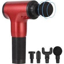 KFC Home Masaj Tabancası Sporcu Masaj Aleti 4 Başlıklı Sırt Boyun Bel Bacak Masaj Aleti Kırmızı