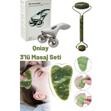 KFC Home 3lü Masaj Seti Yeşil Yeşim Taşı|3d Masaj Aleti|gua Sha Kaz Ayağı Cilt Masaj Bakım