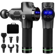 KFC Home LCD Ekranlı Profesyonel Masaj Tabancası 30 Sv Hız 6 Başlıklı Vurmalı Fırçasız Motor Egzersiz Aleti