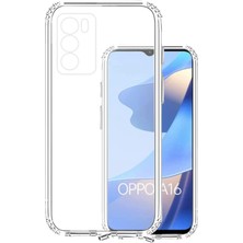 Case World Oppo A16 Kapak Kamera Korumalı Tıpalı Şeffaf Silikon Kılıf