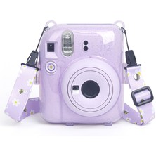 Instax Mini 12 Makine Uyumlu Lila Simli Pleksi Kılıf