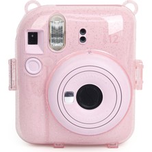 Fujifilm Instax Mini 12 Pembe Fotoğraf Makinesi - 10'lu Film - Kıskaçlı Stand - Pvc Albüm ve Simli Pleksi Kılıf Seti