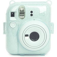 Fujifilm Instax Mini 12 Yeşil Fotoğraf Makinesi - 10'lu Film - Kıskaçlı Stand - Pvc Albüm ve Simli Pleksi Kılıf Seti