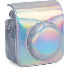 Instax Mini 12 Makine Uyumlu Silver Parlak Deri Kılıf