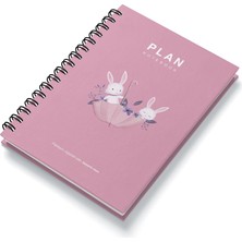 Deep Notebook Süresiz Planlayıcı Ajanda A5 Spiralli Şemsiye İçinde Tavşanlar Maskot Tasarımı