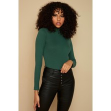 Select Moda Kadın Balıkçı Yaka Fitilli Örme Bluz