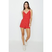Select Moda Kadın V Yaka Askılı Tulum