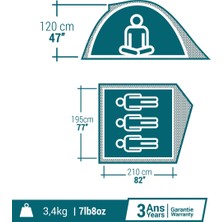 Quechua 3 Kişilik Kamp Çadırı - MH100