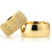 Gümüşcüm Altın Kaplama Kumlu Klasik Bombeli 10 mm Bayan Gümüş Alyans