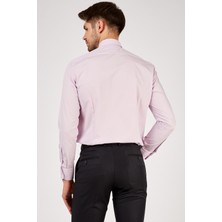 Romano Botta Erkek Açık Mor Düz Slim Fit Uzun Kol Gömlek