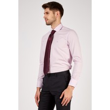 Romano Botta Erkek Açık Mor Düz Slim Fit Uzun Kol Gömlek