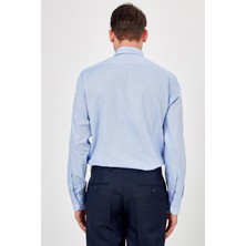 Romano Botta Erkek Mavi Desenli Slim Fit Uzun Kol Gömlek