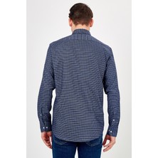 Romano Botta Erkek Lacivert Desenli Slim Fit Uzun Kol Gömlek