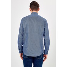 Romano Botta Erkek Mavi Desenli Slim Fit Uzun Kol Gömlek