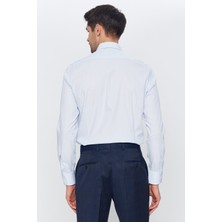 Romano Botta Erkek Açık Mavi-Beyaz Çizgili Slim Fit Uzun Kol Gömlek