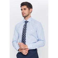 Romano Botta Erkek Açık Mavi Çizgili Slim Fit Uzun Kol Gömlek