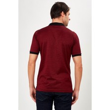 Romano Botta Erkek Bordo-Siyah Jakarlı Kısa Kol Polo Yaka T-Shirt