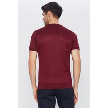 Romano Botta Erkek Bordo Jakarlı Kısa Kol Bisiklet Yaka T-Shirt