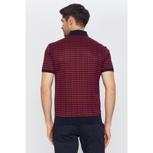 Romano Botta Erkek Bordo - Lacivert Jakarlı Kısa Kol Polo Yaka T-Shirt