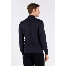 Romano Botta Erkek Lacivert Düz Uzun Kol Polo Yaka T-Shirt