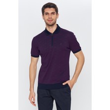 Romano Botta Erkek Lacivert - Mor Jakarlı Kısa Kol Polo Yaka T-Shirt