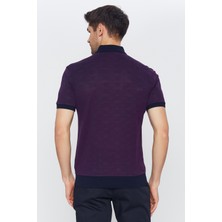 Romano Botta Erkek Lacivert - Mor Jakarlı Kısa Kol Polo Yaka T-Shirt