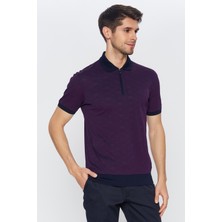 Romano Botta Erkek Lacivert - Mor Jakarlı Kısa Kol Polo Yaka T-Shirt