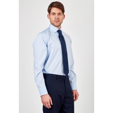 Romano Botta Erkek Açık Mavi Düz Slim Fit Uzun Kol Gömlek