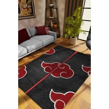 Homshtag Akatsuki Kırmızı Siyah Renkli Halı Modern Halı Desenli Anime Sever Halı Hediyelik Halı