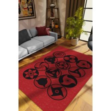 Homshtag Sharingan Kırmızı Siyah Renkli Halı Modern Halı Desenli Anime Sever Halı Hediyelik Halı