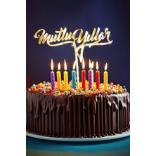 Artikel Gold Mutlu Yıllar Yazılı Ayna Pleksi Pasta Üstü & Doğum Günü Partisi & Pleksi Pasta Süsü