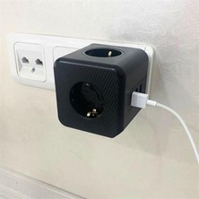 Proavm Buffer® Isıya Dayanıklı Termal Akım Korumalı ve Çocuk Korumalı 3 Priz Girişli 3 USB Girişli Küp Priz