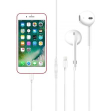 Mezigarc Beyaz Tüm Apple ve iPhone Modelleriyle Uyumlu  Lightning Girişli Mikrofonlu Kablolu Beyaz Kulaklık