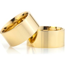 Gümüşcüm Altın Kaplama Klasik Model 10 mm Bay Gümüş Alyans