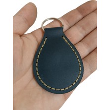 Minimalim Leather Craft Deri Anahtarlık El Yapımı Hakiki Deri Pasifik Mavi Renk