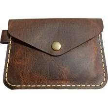 Minimalim Leather Craft Hakiki Deri El Yapımı Tobacco Renk Kartlık & Anahtarlık