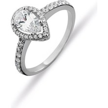 Gümüşcüm Damla Kesim Swarovski Tek Taş Gümüş Yüzük