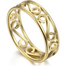 Gümüşcüm Desenli Şeffaf Model 16 Altın Kaplama Gümüş Yüzük