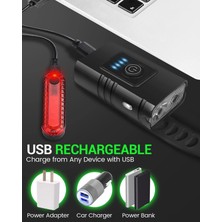 Kalesi USB Şarj Edilebilir Bisiklet Far - Siyah (Yurt Dışından)