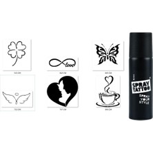 Supertrend Sevgi Modelleri Spray Tattoo Geçici Dövme Yapma Seti Siyah Sprey Dövme