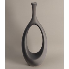 Koza Home Gracil Özel Taş Doku Gri İskandinav Seramik Vazo 20x5x55cm 6267